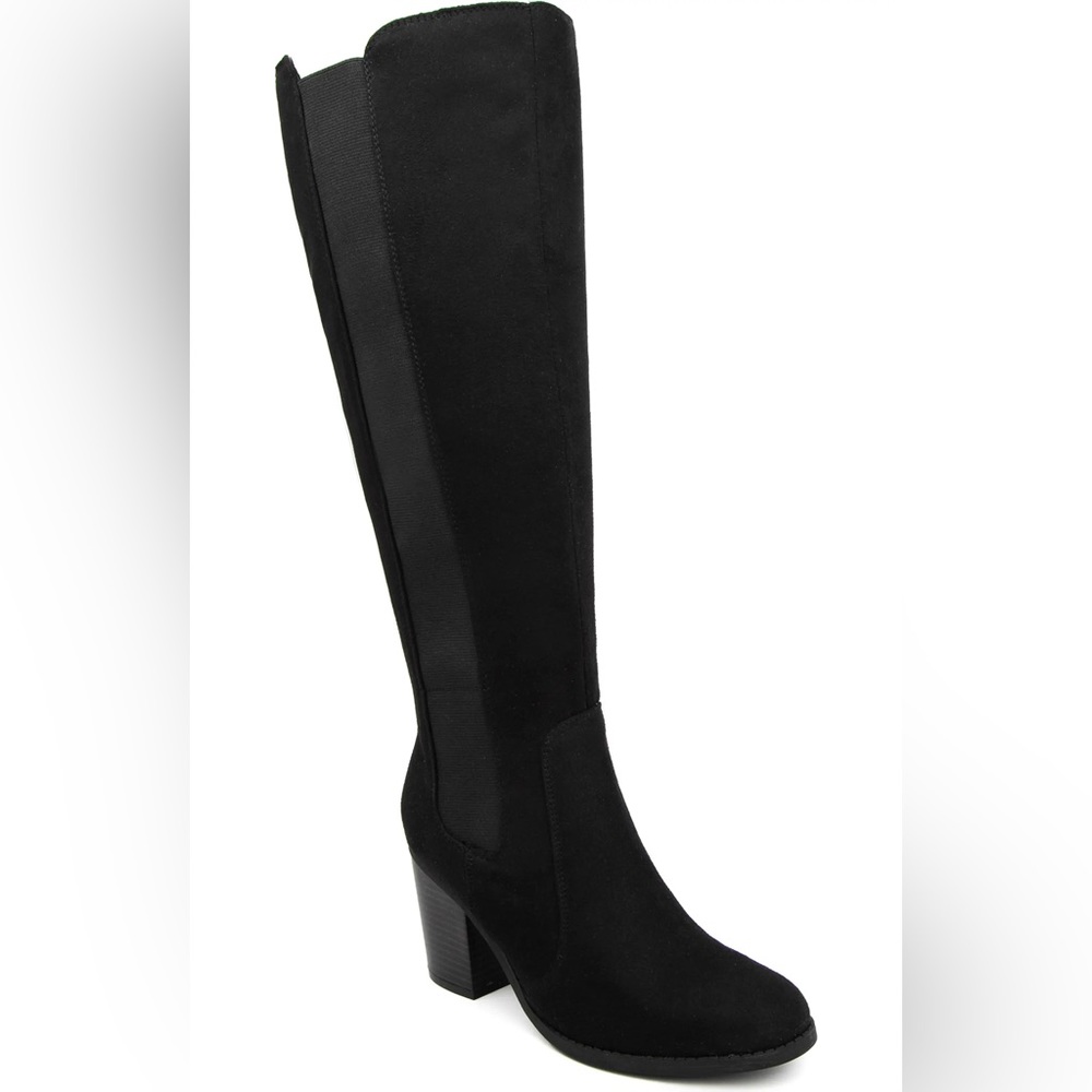 Black Knee High Block Heel Boot